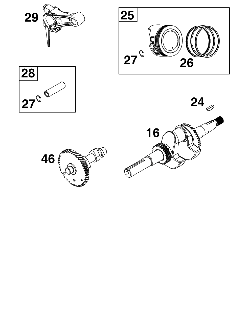 Crankshaft Group Diagram and Parts List for 83132-1172-H5  Briggs and Stratton Engine